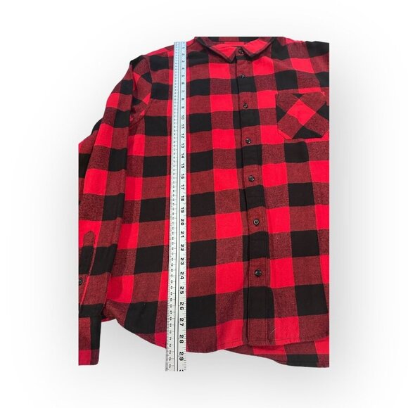 Buffalo Plaid Flannel Button Up Shirt Red and Black Public Opinion Size Mens XL - Picture 11 of 12